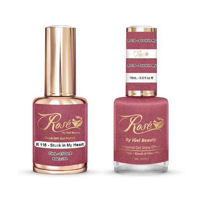 iGel 0.5oz, ROSE Collection, Gel Polish + Nail Lacquer, #118, Stuck In My Heart