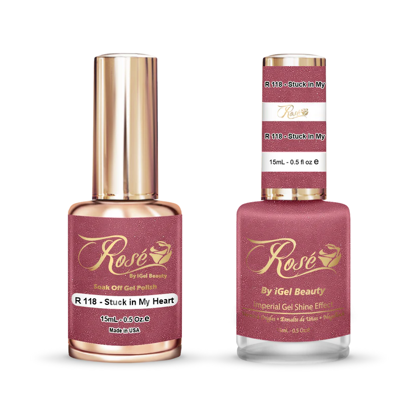 iGel 0.5oz, ROSE Collection, Gel Polish + Nail Lacquer, #118, Stuck In My Heart