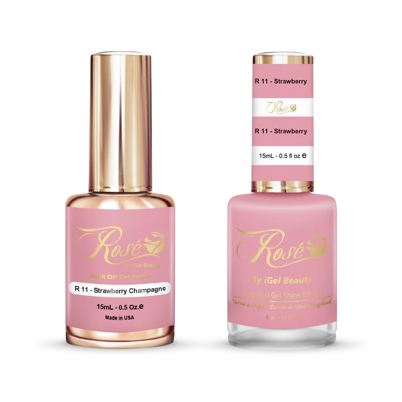 iGel 0.5oz, ROSE Collection, Gel Polish + Nail Lacquer, #011, Strawberry Champagne