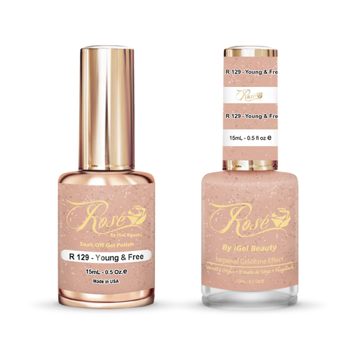 iGel 0.5oz, ROSE Collection, Gel Polish + Nail Lacquer, #129, Young & Free