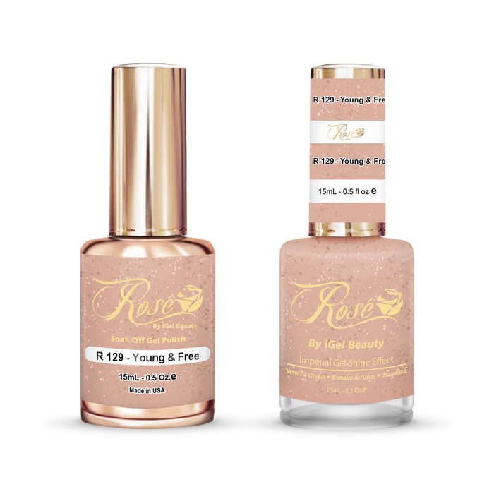 iGel 0.5oz, ROSE Collection, Gel Polish + Nail Lacquer, #129, Young & Free