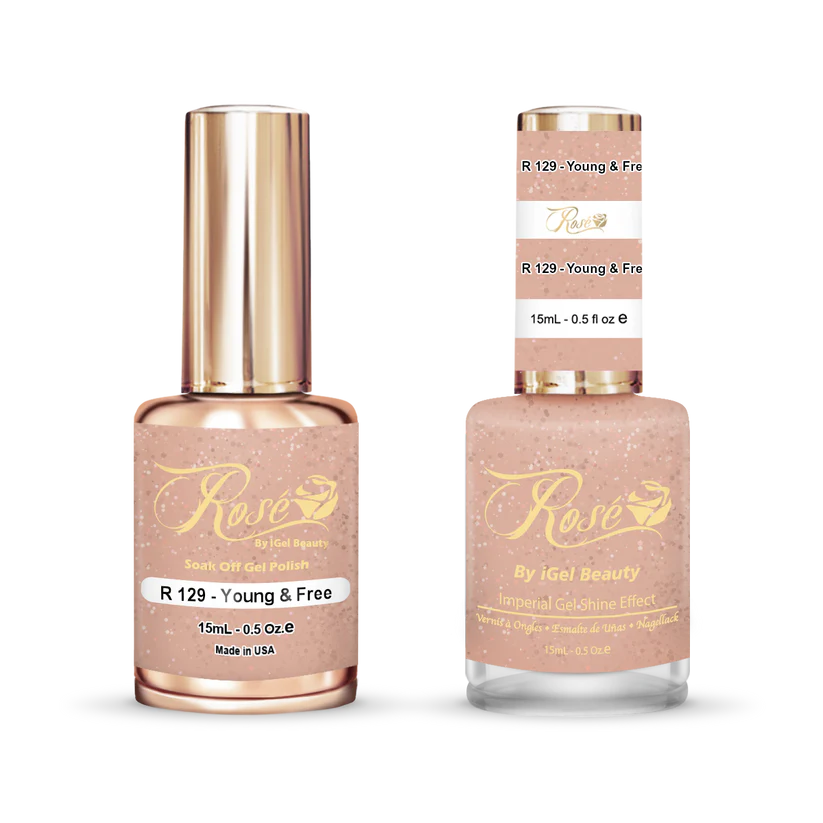 iGel 0.5oz, ROSE Collection, Gel Polish + Nail Lacquer, #129, Young & Free