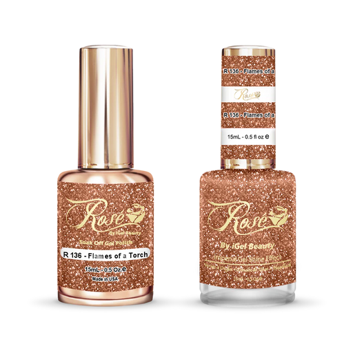 iGel 0.5oz, ROSE Collection, Gel Polish + Nail Lacquer, #136, Flames Of A Torch