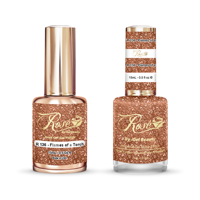 iGel 0.5oz, ROSE Collection, Gel Polish + Nail Lacquer, #136, Flames Of A Torch