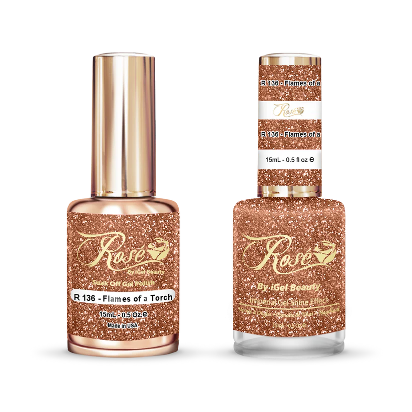 iGel 0.5oz, ROSE Collection, Gel Polish + Nail Lacquer, #136, Flames Of A Torch