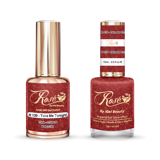 iGel 0.5oz, ROSE Collection, Gel Polish + Nail Lacquer, #139, Take Me Tonight