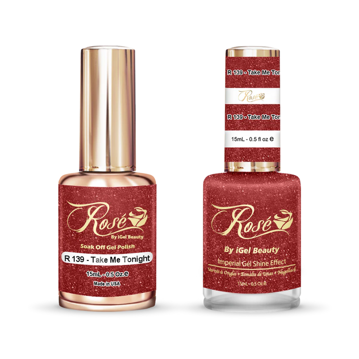 iGel 0.5oz, ROSE Collection, Gel Polish + Nail Lacquer, #139, Take Me Tonight