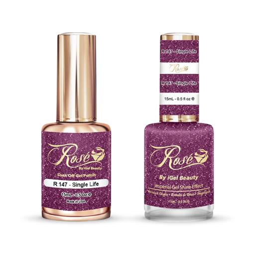 iGel 0.5oz, ROSE Collection, Gel Polish + Nail Lacquer, #147, Single Life