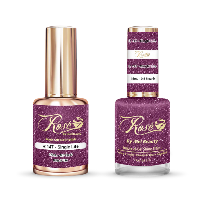 iGel 0.5oz, ROSE Collection, Gel Polish + Nail Lacquer, #147, Single Life