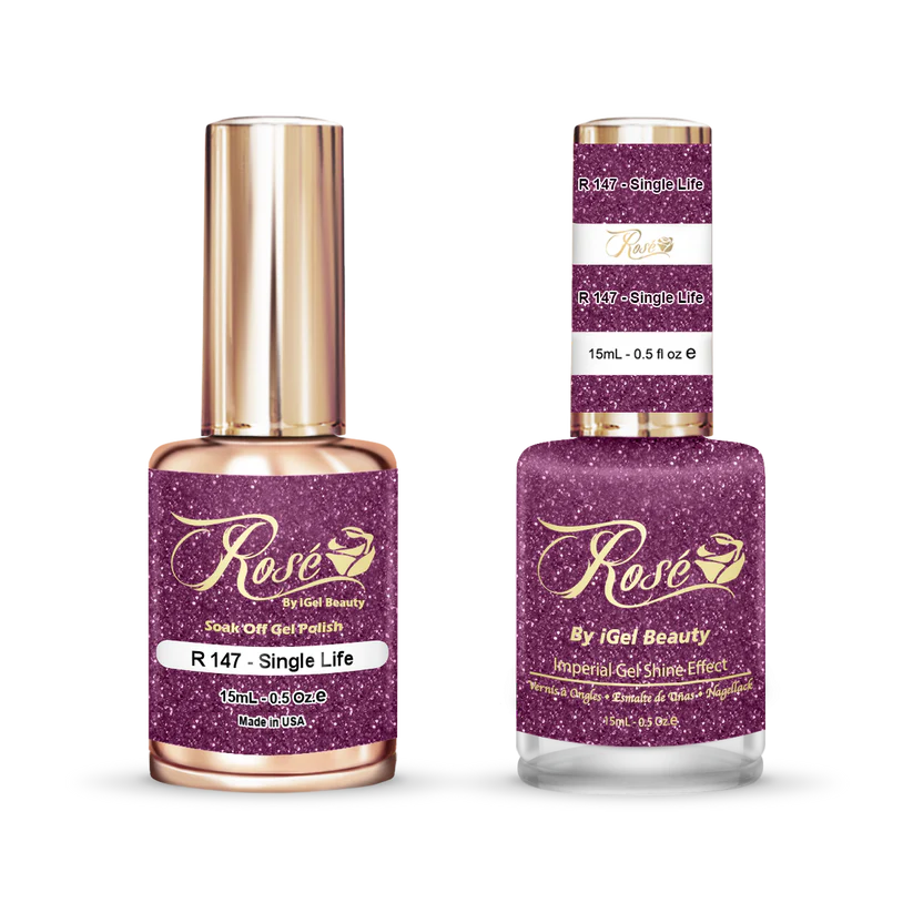 iGel 0.5oz, ROSE Collection, Gel Polish + Nail Lacquer, #147, Single Life