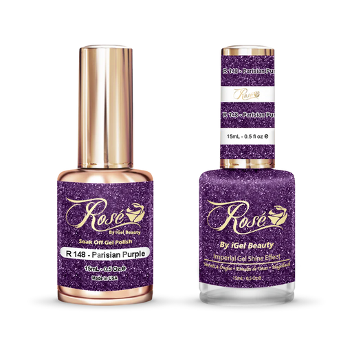 iGel 0.5oz, ROSE Collection, Gel Polish + Nail Lacquer, #148, Parisian Purple