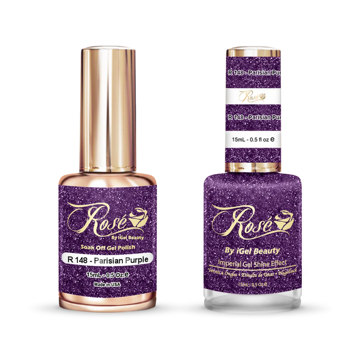 iGel 0.5oz, ROSE Collection, Gel Polish + Nail Lacquer, #148, Parisian Purple