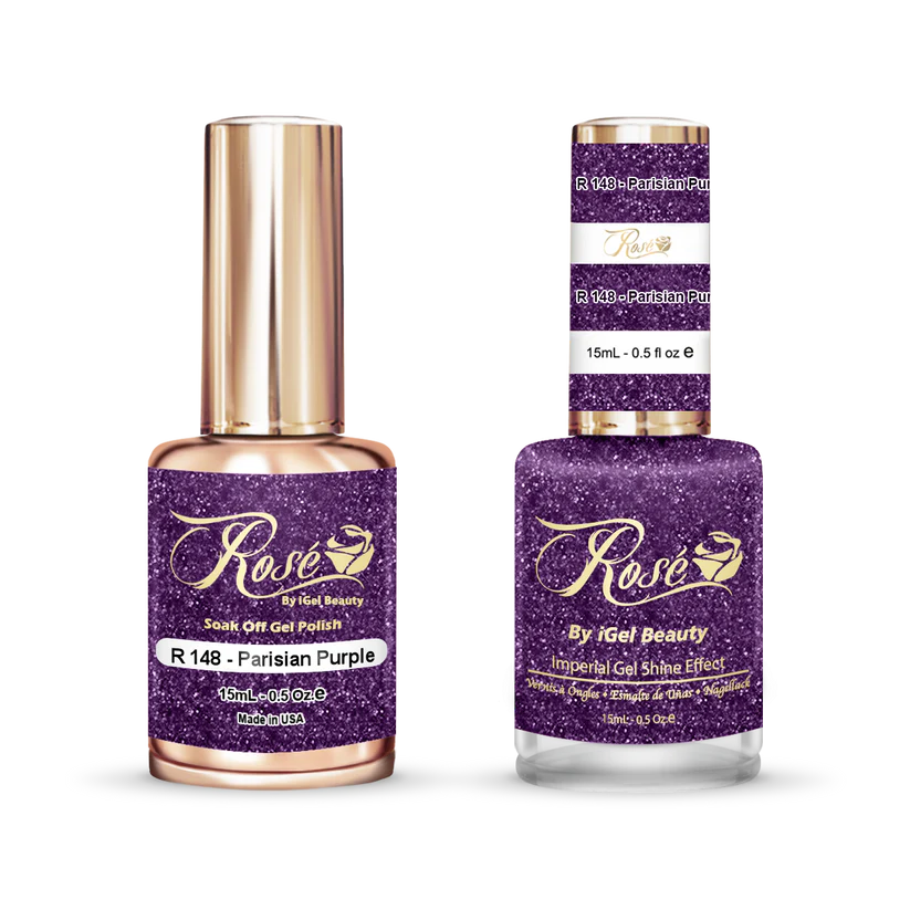iGel 0.5oz, ROSE Collection, Gel Polish + Nail Lacquer, #148, Parisian Purple