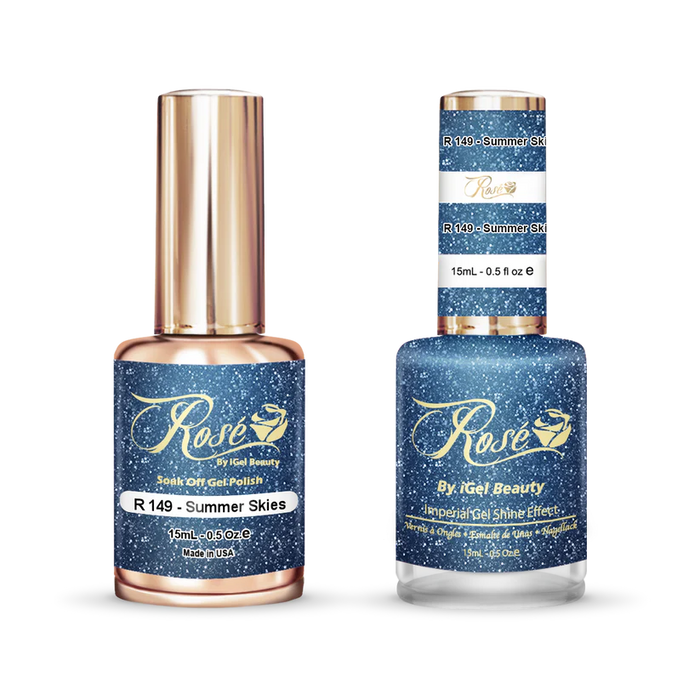 iGel 0.5oz, ROSE Collection, Gel Polish + Nail Lacquer, #149, Summer Skies