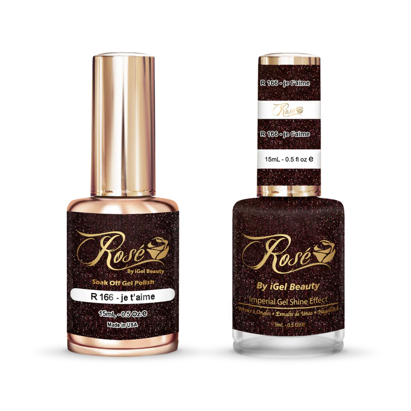 iGel 0.5oz, ROSE Collection, Gel Polish + Nail Lacquer, #166, Je T'aime