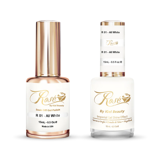 iGel 0.5oz, ROSE Collection, Gel Polish + Nail Lacquer, #001, All White
