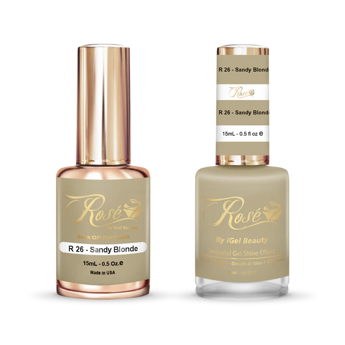 iGel 0.5oz, ROSE Collection, Gel Polish + Nail Lacquer, #026, Sandy Blonde