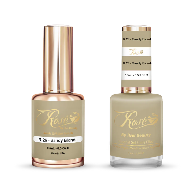 iGel 0.5oz, ROSE Collection, Gel Polish + Nail Lacquer, #026, Sandy Blonde