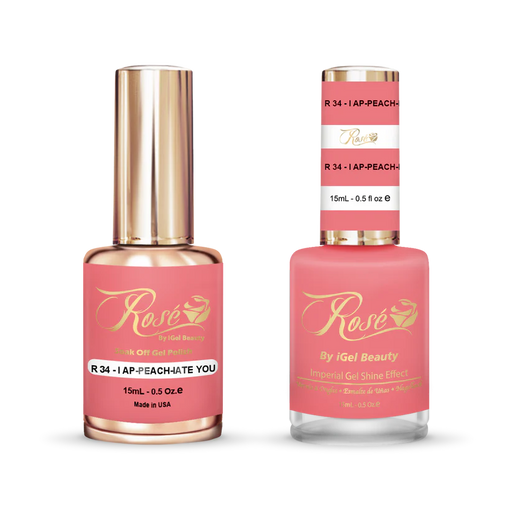 iGel 0.5oz, ROSE Collection, Gel Polish + Nail Lacquer, #034, I Ap-peach-iate You