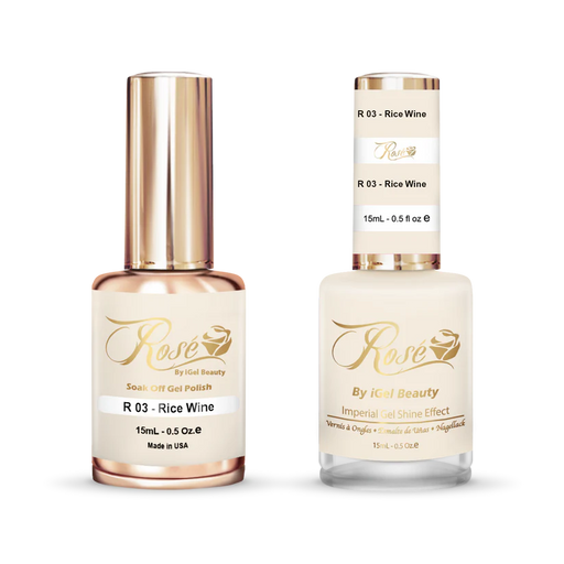 iGel 0.5oz, ROSE Collection, Gel Polish + Nail Lacquer, #003, Rice Wine