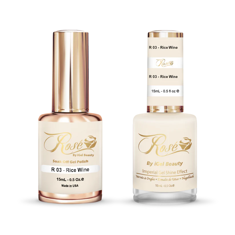 iGel 0.5oz, ROSE Collection, Gel Polish + Nail Lacquer, #003, Rice Wine