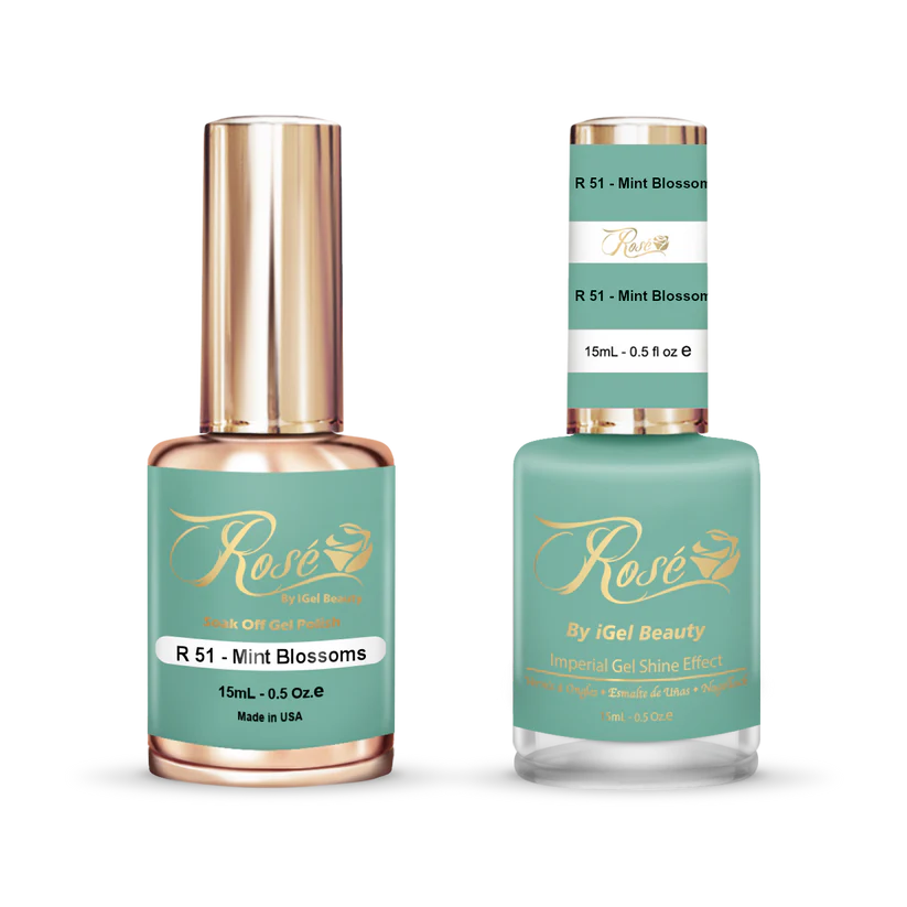 iGel 0.5oz, ROSE Collection, Gel Polish + Nail Lacquer, #051, Mint Blossoms