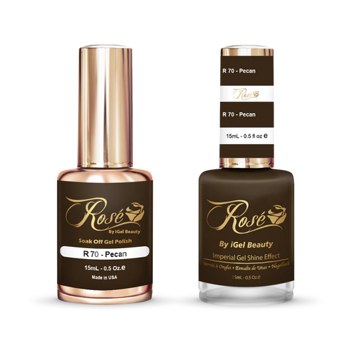 iGel 0.5oz, ROSE Collection, Gel Polish + Nail Lacquer, #070, Pecan