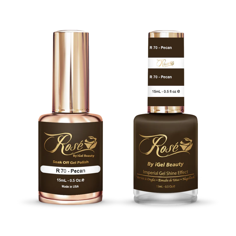 iGel 0.5oz, ROSE Collection, Gel Polish + Nail Lacquer, #070, Pecan