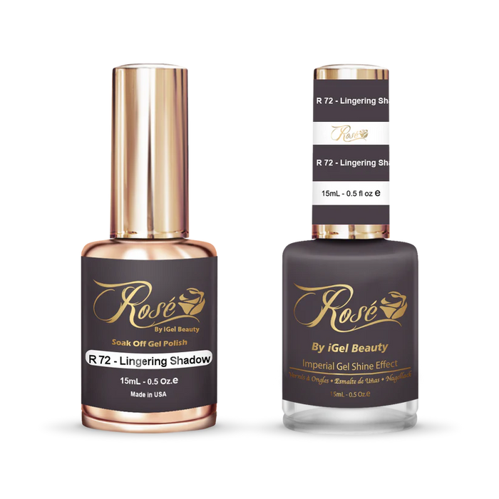 iGel 0.5oz, ROSE Collection, Gel Polish + Nail Lacquer, #072, Lingering Shadow