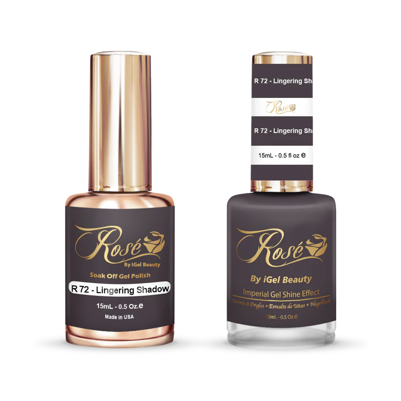 iGel 0.5oz, ROSE Collection, Gel Polish + Nail Lacquer, #072, Lingering Shadow