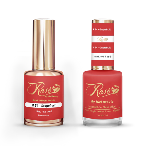 iGel 0.5oz, ROSE Collection, Gel Polish + Nail Lacquer, #074, Grapefruit
