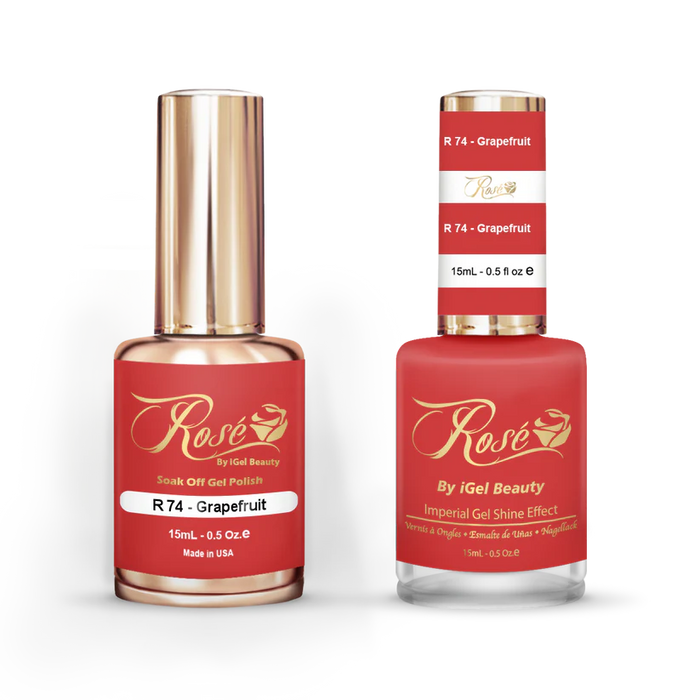 iGel 0.5oz, ROSE Collection, Gel Polish + Nail Lacquer, #074, Grapefruit