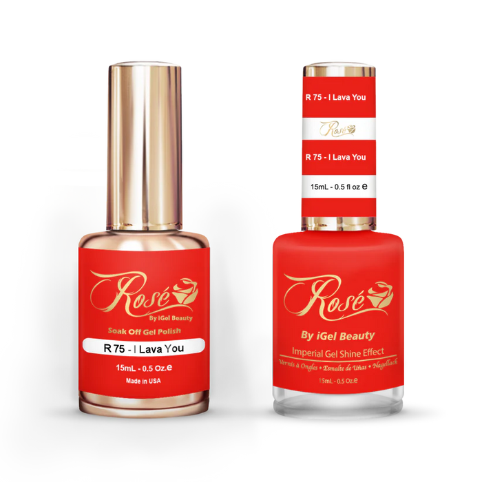 iGel 0.5oz, ROSE Collection, Gel Polish + Nail Lacquer, #075, I Lava You