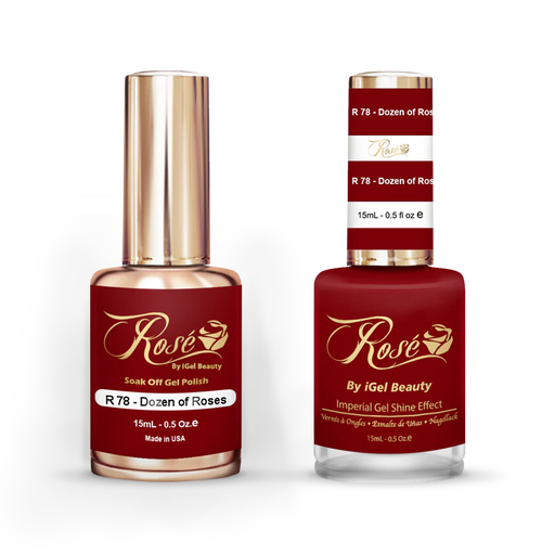 iGel 0.5oz, ROSE Collection, Gel Polish + Nail Lacquer, #078, Dozen Of Roses