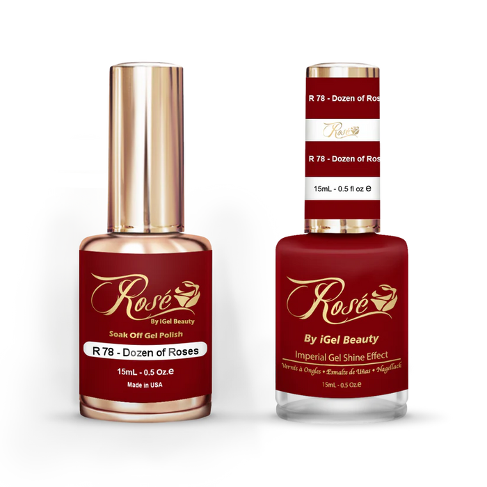 iGel 0.5oz, ROSE Collection, Gel Polish + Nail Lacquer, #078, Dozen Of Roses