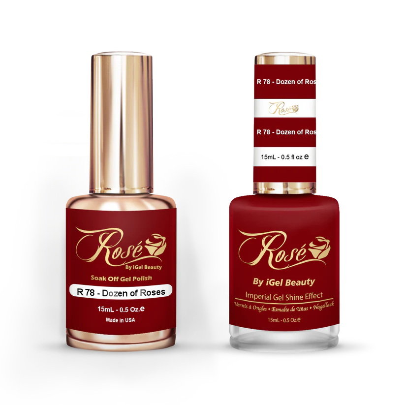 iGel 0.5oz, ROSE Collection, Gel Polish + Nail Lacquer, #078, Dozen Of Roses
