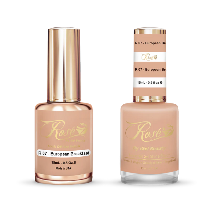 iGel 0.5oz, ROSE Collection, Gel Polish + Nail Lacquer, #007, European Breakfast