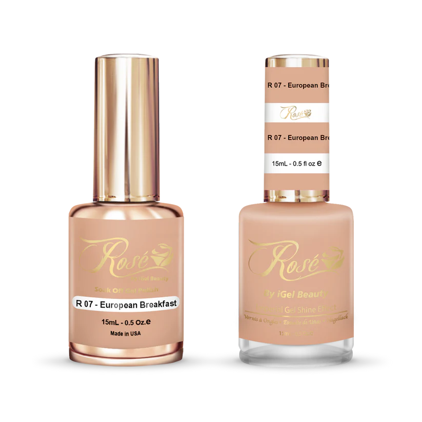 iGel 0.5oz, ROSE Collection, Gel Polish + Nail Lacquer, #007, European Breakfast
