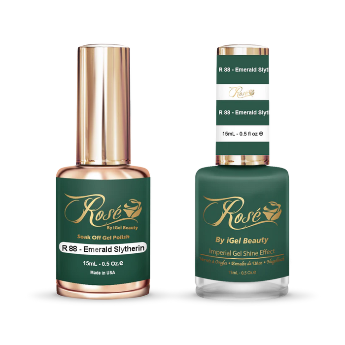 iGel 0.5oz, ROSE Collection, Gel Polish + Nail Lacquer, #088, Emerald Slytherin