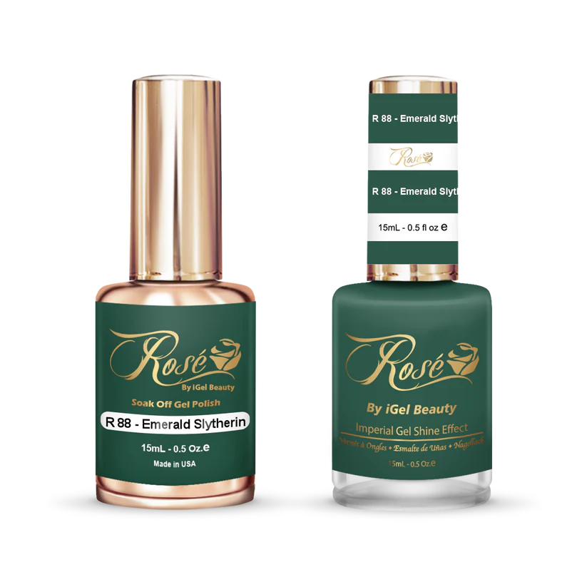 iGel 0.5oz, ROSE Collection, Gel Polish + Nail Lacquer, #088, Emerald Slytherin