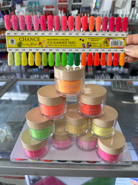 Chance 3in1 Dipping Powder + Gel Polish + Nail Lacquer (by Cre8tion),Summer/Neon Shades Collection, Full line of 36 Colors ( From 145 To 180)