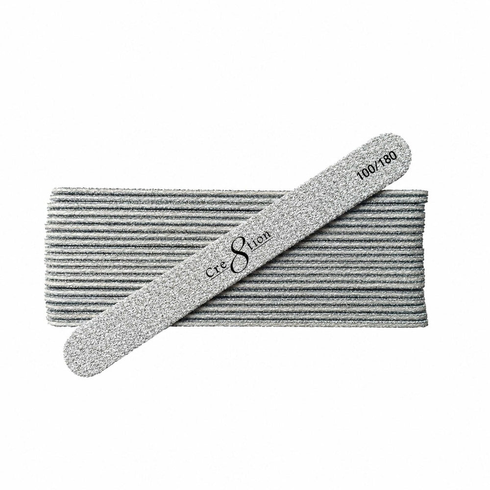 Cre8tion Premium Nail File Wood - Center Zebra, Grit 100/180, CASE (Pk: 50 pcs/pack, 30 packs/case)
