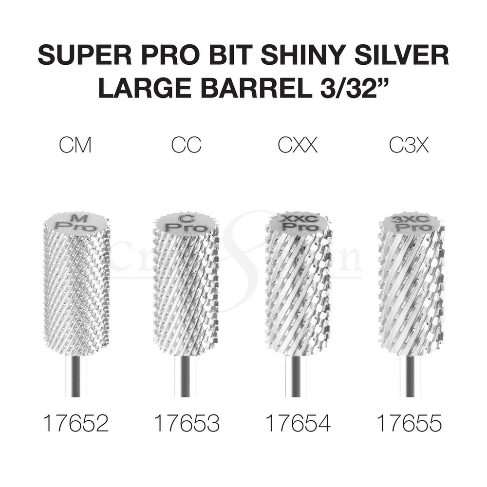 Cre8tion Super Pro Bit Large Barrel 3/32 - Shiny Silver, CC Pro (Pk: 25 pcs/box)