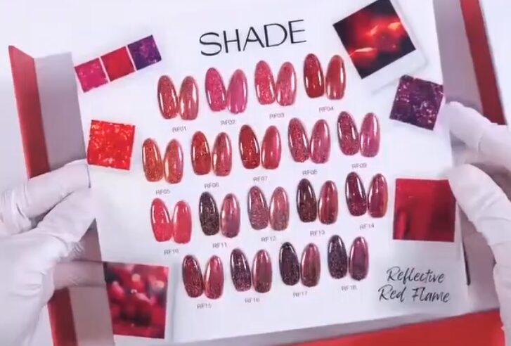 SHADE Counter Display Color Chart - Reflective Red Flame Collection (18 Colors)