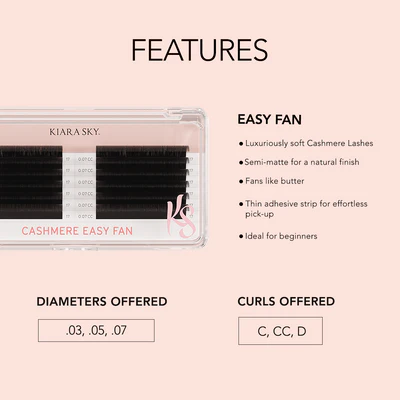 Kiara Sky Easy Fan Cashmere Lashes – 0.07mm CC Curl
