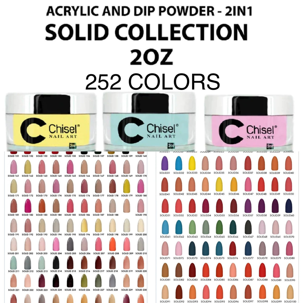 Chisel 2in1 Acrylic/Dipping Solid Collection, Full line of 252 colors, 2oz