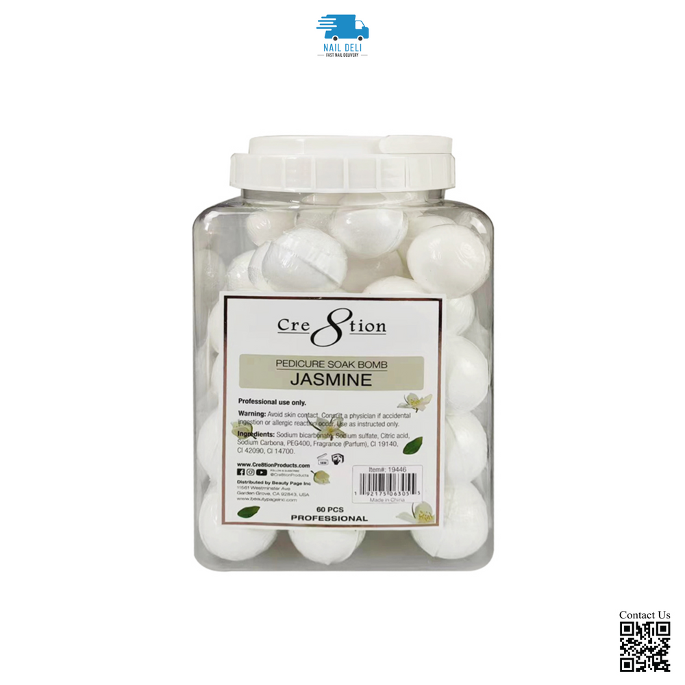 Cre8tion Pedicure Soak Bomb 30g, Jasmine, CASE (Pk: 60 pcs/jar, 4 jars/case)