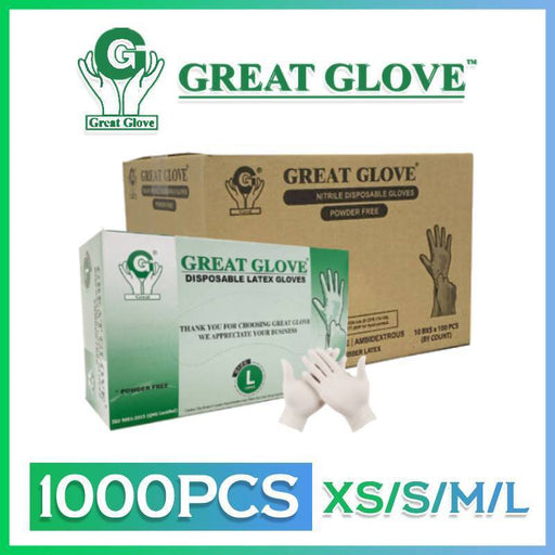 Great Glove Premium Non-Medical Latex Gloves, Size L, CASE, 100pcs/box, 10boxes/case OK0611LK