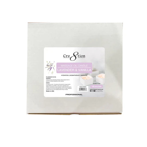 Cre8tion Massage Oil Candles 0.5oz, Lavender & Vanilla BOX (Pk: 100 pcs/box)