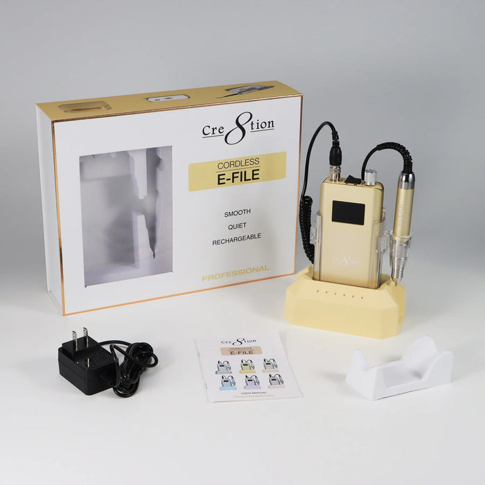 Cre8tion Cordless E-File Nail Drill, Light Yellow (Pk: 12 pcs/case)
